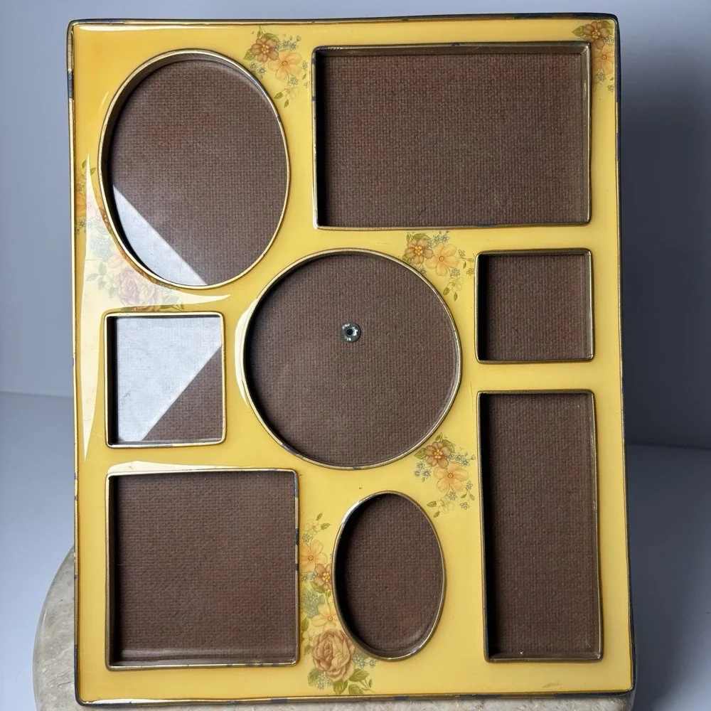 The Bucklers Inc Fifth‎ Ave NY Large Collage Picture Frame Floral Enamel Yellow